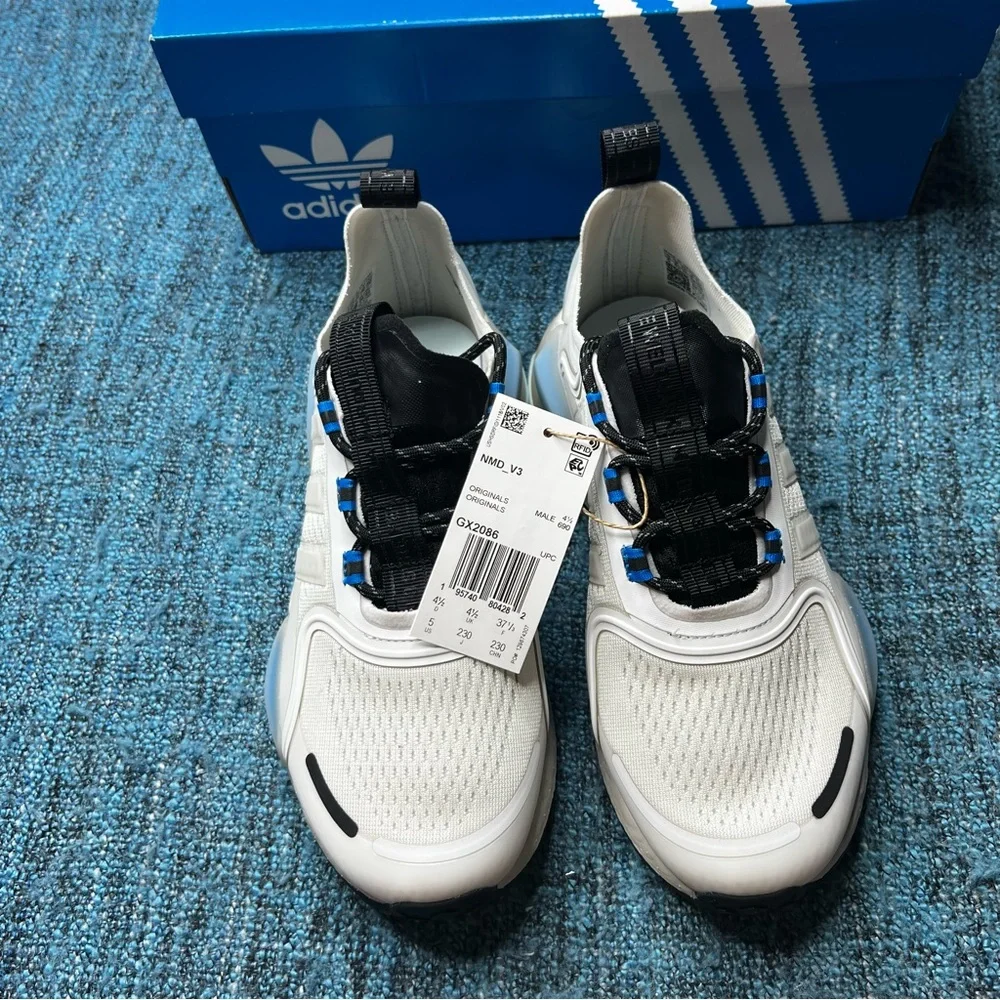 Adidas NMD V3 Sneakers in Crystal White Grey Blue Rush Mens Size 6 Athletic Shoe